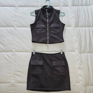 White Fox knit skirt and vest set